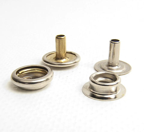 Longer Post Snap Fasteners For Leather And Thick Fabrics Or Carpet By DOT Brand Nickel Plated Brass Set Includes Caps Sockets Studs And Posts