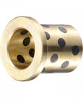 Rock Solid Flanged Sleeve Bearings At 16mm Bore With 20mm Od Measuring 25mm Long brass bushing showing flanged design.