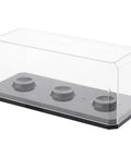 Clear 3 Golf Ball Display Case With Black Base UV Resistant Polystyrene, Stackable Golf Ball Holder Side View
