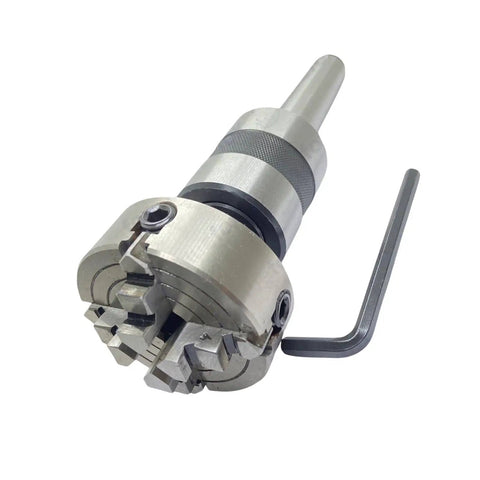 Beefy Tailstock Chuck System With 70mm Four Jaw Lathe Chuck M14 X 1 Threaded Live Center And Pin Handle Keys