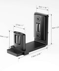 Sliding Barn Door Floor Guide With Adjustable Roller, U-Shape Flexible Flush Design, Wall Mounted Black, labeled dimensions