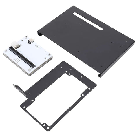 Heavy Duty External GPU Docking Station For Thunderbolt 3 And USB4 Compatible PCIe 16X Graphics Card Enclosure parts displayed on black background.