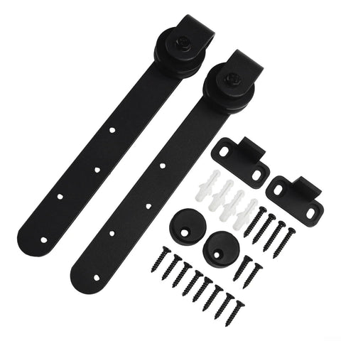 Heavy Duty Sliding Barn Door Hardware Kit For Cabinet Doors With Carbon Steel Rail Set And Large Wheel Pulleys Smooth Quiet Track System Supports 100 Pound Load Easy Interior Install For Modern Homes components on display