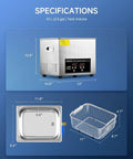Specifications for 10L Digital Ultrasonic Cleaner With Heater And Timer, 240W Stainless Steel Pro Grade Sonic Cleaning Machine.