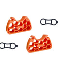 Two Pack Portable Bike Repair Stand With Upside Down Handlebar Holder featuring orange components and black rubber inserts