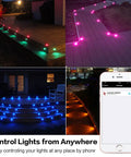 Outdoor paths with 20 Pack WiFi RGBW Deck Light Kit With Remote, Voice Control, Alexa And Google Assistant, black, low voltage, IP67 waterproof