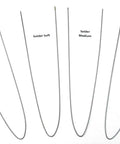 Silver Solder Wire Kit Four Grades Extra Soft Soft Medium And Hard 12 Inch Length Each Ideal For Jewelry Making Soldering Projects Durable USA Made And Ready For Precise Repairs And Crafting, displayed in four labeled strands.