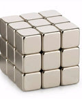 Super Badass N48 Neodymium Cube Magnets 1/4 Inch 6Mm Size in a stacked arrangement, showcasing strong magnetic blocks.