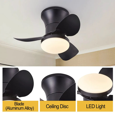21 Inch Ceiling Fan With Lights And Remote Matte Black Smart App Control Metal Blades Dimmable LEDs Adjustable Brightness
