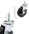 Caster Wheels Kit For Wire Shelving 4 Inch Diameter By 1 Inch Wide Casters With Two Locking Brakes And Two Non Locking Brakes detailed size view.