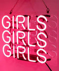 Girls Neon Sign Pink Real Glass Neon Light Wall Decor Lit Up Sign For Bedroom Halloween And Christmas Decor Custom Neon Words For Wall Modern Home Accent, 11.5x9.5 in glowing letters