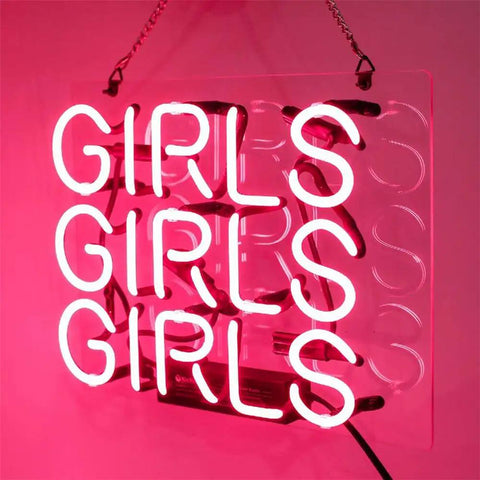 Girls Neon Sign Pink Real Glass Neon Light Wall Decor Lit Up Sign For Bedroom Halloween And Christmas Decor Custom Neon Words For Wall Modern Home Accent, 11.5x9.5 in glowing letters