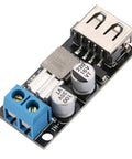 Slick And Solid Dc Dc Buck Converter Step Down Voltage Regulator Module 6V To 32V To 5V With Usb Quick Charge Port and screw terminals.