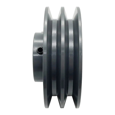 Built Tough Cast Iron Double Groove V Belt Pulley 4.25 Inch OD Bore 0.875 Inch Fits A 3L and 4L Belts with Standard Keyseat and Finished Bore, Static Balanced Sheave for Smooth, Reliable Power Transfer side view