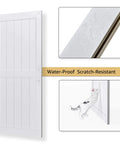 30 By 84 Inch Bypass Barn Door With Five Foot Track Hardware Kit Included H Shape Solid Core MDF Door With Waterproof PVC Surface Space Saving Sliding Door White Durable And Easy To Install No Cracking Modern Home Upgrade shown with water resistance and scratch-resistant features.