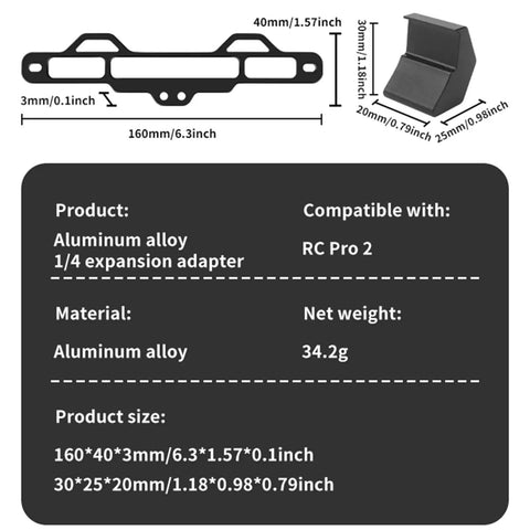 Diagram of Aluminum One Quarter Inch Tough Built Screw Port Tripod Mount Neck Lanyard Hanger Bracket Adapter dimensions and specs