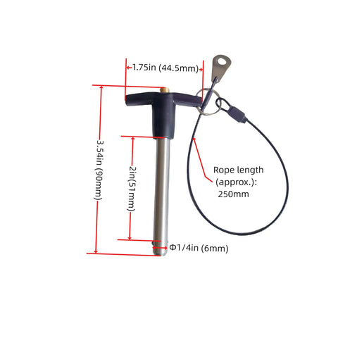 Stainless Steel T Handle Ball Lock Pin With Lanyard Quick Release For Home Gear And Audio Setups 6mm Diameter 51mm Clamping Length 90mm