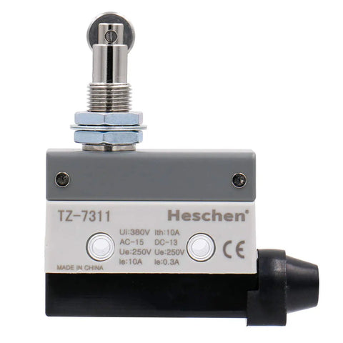Horizontal Limit Switch TZ-7311 With Momentary Parallel Roller Plunger Actuator 380V AC 10A Single Pole IP54 4mm Fixing Hole