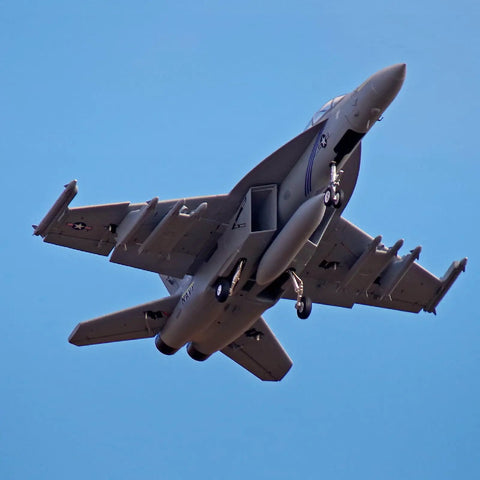 F-18 70mm Super Hornet RC Jet Airplane For Adults With 6 Channel EDF Power 80A ESC KV1900 Motor 12 Blade V2 Turbine Sound PNP Kit No Radio Battery Charger in flight against blue sky