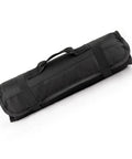 Portable Canvas Knife Roll Bag For Chef Knives And Cutlery, Heavy-Duty Knife Storage Case shown closed in black fabric
