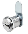 Cam Lock Set For Drawer And Cabinet, 13/16 Inch Cylinder, Zinc Alloy Chrome Plated, Keyed Alike, 5 Pack, front view of lock