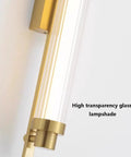JGSYD Led Modern Wall Lamp Indoor with Remote Control Wall Light 2700K-6500K Dimmable Wall Sconce Long Strip Decorative Wall Lighting Stainless Steel for Bedroom Hallway Living Room,Black-70Cm close-up of high transparency glass lampshade