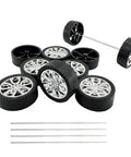 10 Piece Toy Car Wheel Set With Rubber Tires And 5 Round Shafts Axles For DIY RC Cars Trucks Robots Replacement Wheel Kit 2.5mm Shaft