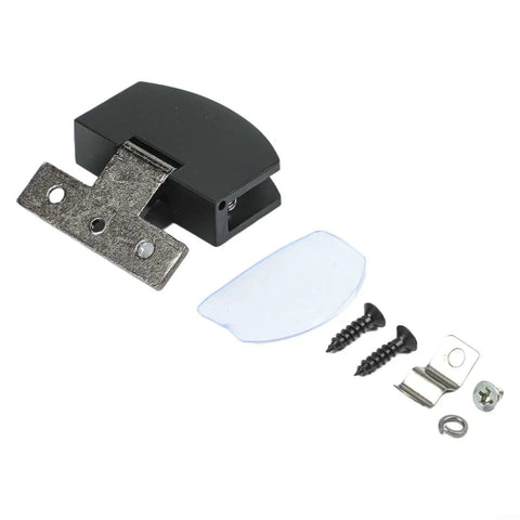 Heavy Duty Frameless Glass Door Hinge And Zinc Alloy Cabinet Clamps For 8 Millimeter Panels Smooth Glide Fit For Wine Racks And Display Cases Matte Black Hardware That Nails The Job showing hinge, screws, and accessories.