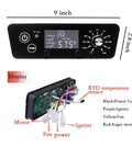 Digital With LCD Display Thermostat Kit For Pellet Grill Smoker Austin XL showing 9x2.8 inch display and wiring diagram
