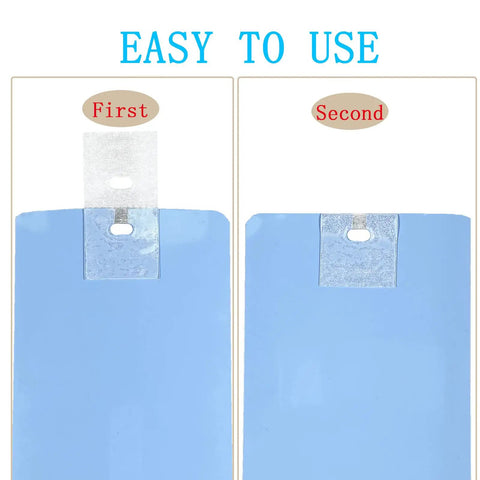Easy installation process of No Sweat Vertical Blind Repair Tabs And Panel Fixers, showing first and second steps clearly.