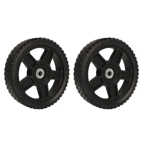 8-Inch PVC Mower Replacement Wheels With Bearings, 2 Pack For Push Lawn Mowers, Heavy-Duty Grip Traction, Smooth Rolling