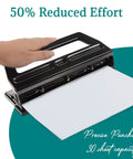 Workhorse Adjustable 3 Hole Punch for 30 Sheets Heavy Duty Steel Hole Puncher With Removable Chip Tray Precise Paper Guide