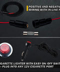 Connection cables for Lit Under Car LED Underglow Kit With App Control, including cigarette lighter plug and in-line fuse.