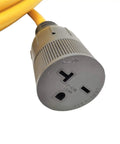 Heavy Duty 100 Foot NEMA 6-15 Extension Cord With 6-15P To 6-15R And 6-20R T Blade Female, 250V 20A 5000W plug view
