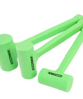 Three Piece Dead Blow Hammer Set With Non Marring Mallets Weighing One Half Pound One Pound And Two Pound Steel Shot Filled
