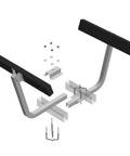 Exploded view of Adjustable Boat Trailer Bunk Board Guide On For Centering And Guiding Your Boat With Marine Carpet Fabric Black Finish