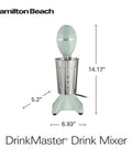 DrinkMaster Electric Drink Mixer For Smoothies And Shakes Retro Milkshake Maker And Milk Frother with 28 oz stainless steel cup