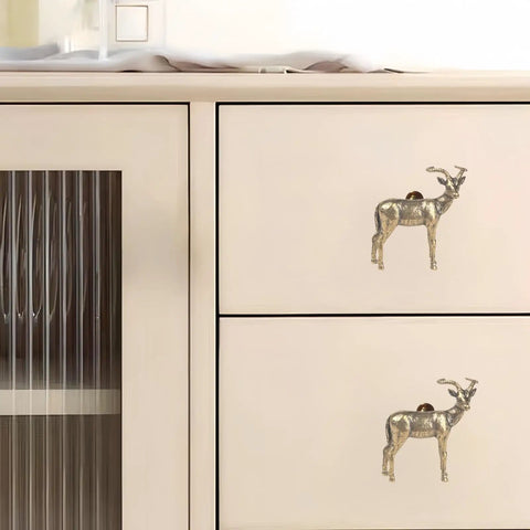 Kickass Solid Brass Cabinet Knobs With Super Sweet Retro Animal Drawer Pulls For Kitchen Cupboards Heavy Duty Furniture Hardware Featuring Smooth Adjustable Cuttable Step Screws on beige cabinet.