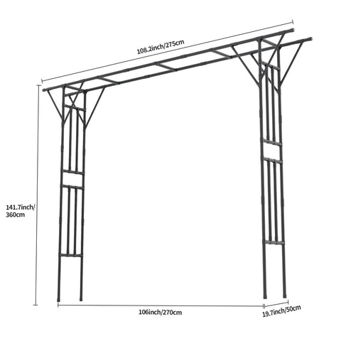 Flat Top Garden Arch Trellis Pergola For Climbing Plants Heavy Duty Sturdy Metal Arbor With Plastic Coated Galvanized Steel Frame