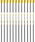Badass Hunting Arrow Shafts 12 Pack Small Diameter High Modulus Carbon Dual Spine Weight Forward displayed in a row.