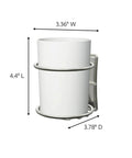 Bathroom Accessory Organizer With Two Medium Water Resistant Strips Satin Nickel Finish Holds Up To 2 Lb No Tools Needed Damage Free Stick On Wall Mount Keeps Counter Clutter Free, side view with dimensions 3.36W x 4.4L x 3.78D.