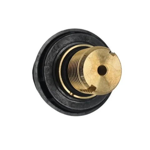 Safety Valve With Integrated Anti Slip Washer For Vibration Prone Machinery, Keeps Fasteners Tight And Resists Loosening Under Heavy Equipment Vibration, Tough As Nails Performance For Reliable, Secure Fastening And Reduced Maintenance. Brass and black anti-slip washer close-up