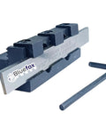Heavy Duty 8mm Adjustable Lathe Parting Cut Off Tool Holder With 3/32 Inch X 1/2 Inch HSS Blade For Mini Bench Lathes Front Rear Compatible Precision Cutting, showcasing the HSS blade and holder.