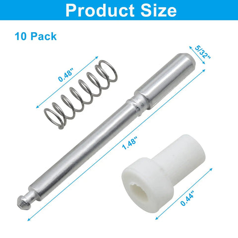 Premium White Window Screen Plunger Latches 10 Pack Rock Solid Aluminum Spring Hooks parts including spring, latch, and plastic connector.