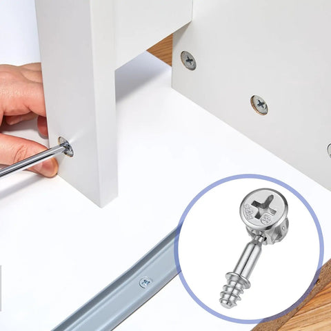10 Piece Furniture Connecting Rods And 10 Cam Locks Set For Cabinets And Wardrobes, Zinc Alloy Cam Lock Fasteners