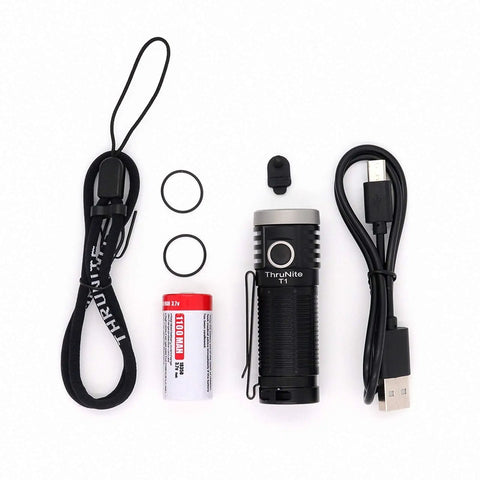 T1 Magnetic Tailcap EDC Flashlight USB Rechargeable Stepless Dimming Up To 1500 Lumens XHP50 with accessories included