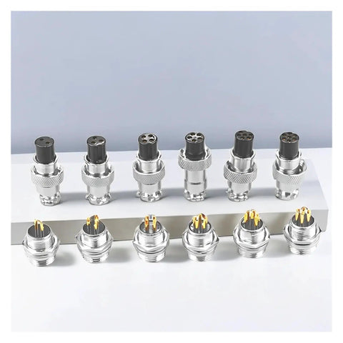 Gold Plated GX16 Aviation Plug Circular Connector Set 2 To 10 Pin Male And Female 5, 20, Or 100 Pack Locking Cable Connectors