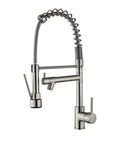 Kitchen Faucet with Pull Down Sprayer, Commercial Spring Single Handle Stainless Steel Sink Faucet, Two Function Spray Head, High Arc Single Hole Kitchen Faucet cUPC/NSF/NSF61 (Brushed Nickel). Close-up view of the faucet's flexible spout and handle.