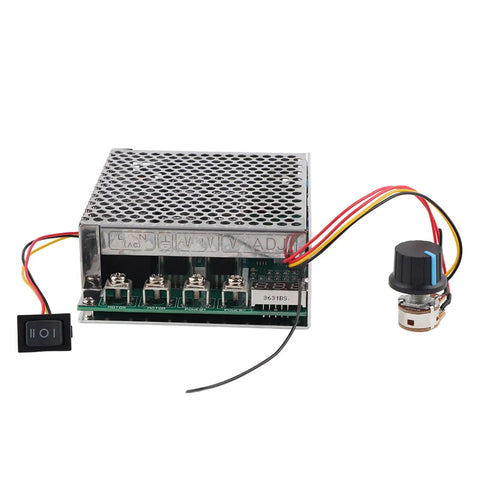 DC Motor Speed Controller With Digital Display, Reversible Drive, 10V-55V, 60A Heavy-Duty Unit with controls and wires