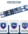 No Fuss 10 Pack 2S Lithium Battery Protection Board With Nickel Tabs 8A Max Load BMS For 18650 Cells, circuit board view.